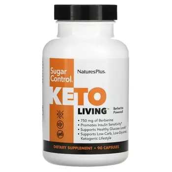 Добавка - Контроль над Уровнем Сахара NaturesPlus KetoLiving, 90 капсул