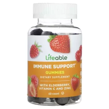 Добавка Lifeable Immune Support с бузиной, витамином С и цинком, 60 жевательных конфет