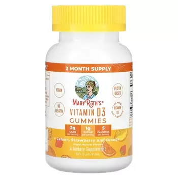 Добавка MaryRuth's с витамином D3, лимоном, клубникой и апельсином, 60 штук
