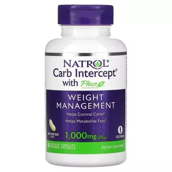 Пищевая добавка Natrol Carb Intercept With Phase 2 Carb Controller 1000 мг, 60 капсул (500 мг на капсулу)