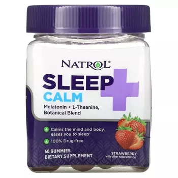 Пищевая Добавка Natrol Sleep + Calm, клубника, 60 жевательных таблеток
