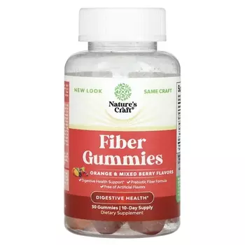 Добавка Nature's Craft Fiber Gummies апельсин и ягодная смесь, 30 жевательных конфет