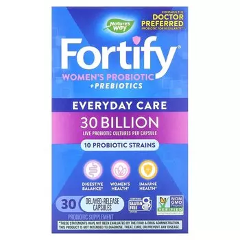 Добавка Nature's Way Fortify Women's Probiotic & Prebiotics Everyday Care, 30 капсул