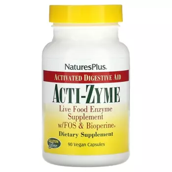 Добавка NaturesPlus Acti-Zyme активированная помощь пищеварению, 90 веганских капсул