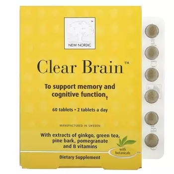 Добавка New Nordic US Inc Clear Brain, 60 таблеток