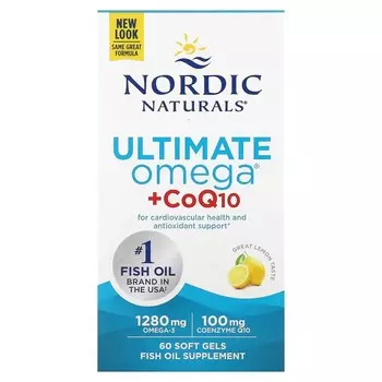 Пищевая добавка Nordic Naturals Ultimate Omega + CoQ10, лимон, 60 мягких желатиновых капсул