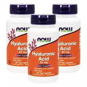 Добавка Now Foods Hyaluronic Acid With MSM, 50 мг, 3 предмета, 60х3 капсул