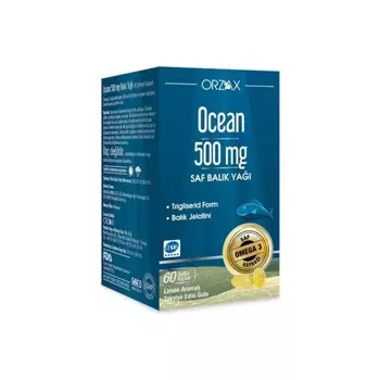 Пищевая добавка Ocean, 60 капсул чистого рыбьего жира со вкусом лимона, 500 мг
