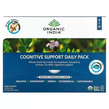 Пищевая Добавка Organic India для поддержки когнитивных функций, 30 ежедневных пакетиков