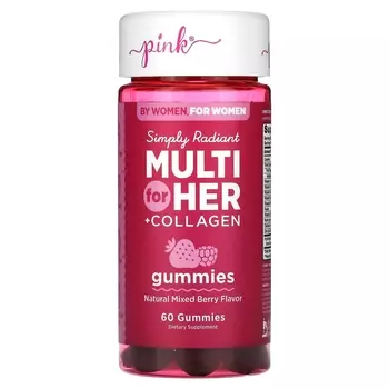 Добавка Pink Simply Radiant Multi For Her ягодная смесь с коллагеном, 60 жевательных конфет