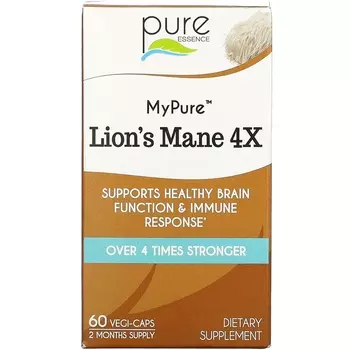 Пищевая Добавка Pure Essence Lion's Mane 4X, 60 растительных капсул
