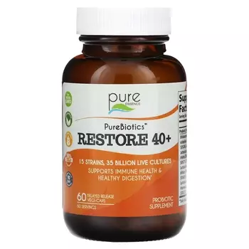 Пищевая добавка Pure Essence PureBiotics Restore с пробиотиком, 60 растительных капсул
