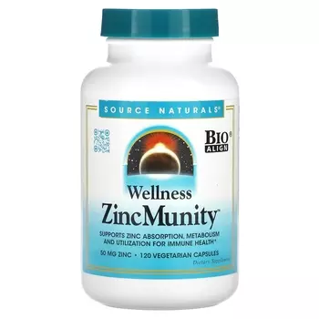 Добавка Source Naturals Wellness ZincMunity для метобализма, 120 вегетарианских капсул