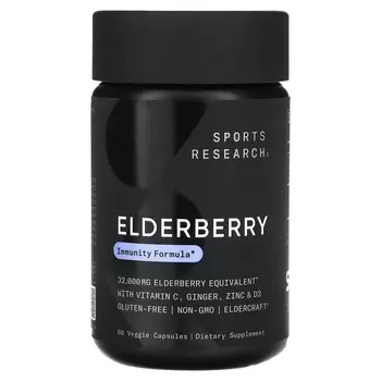 Добавка Sports Research Elderberry, 60 растительных капсул