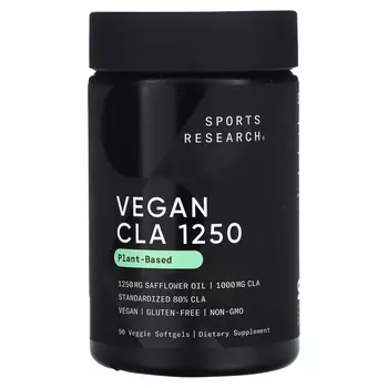 Добавка Sports Research Vegan CLA 1250, 90 растительных мягких таблеток