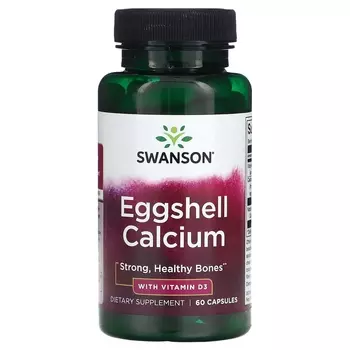 Пищевая добавка Swanson Кальций из яичной скорлупы с витамином D3, 60 капсул