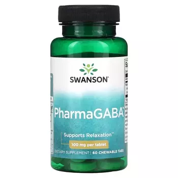 Добавка Swanson PharmaGaba 100 мг, 60 жевательных таблеток