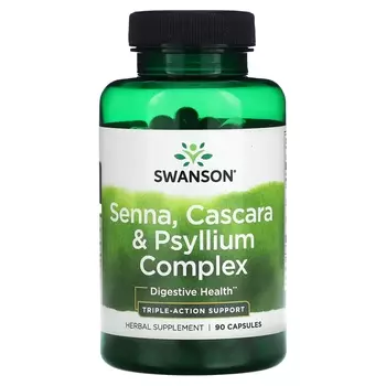 Добавка Swanson Senna, Cascara & Psyllium Complex, 90 капсул