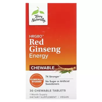 Добавка Terry Naturally HRG80 Red Ginseng Energy, 30 жевательных таблеток
