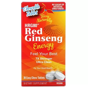 Добавка Terry Naturally HRG80 Red Ginseng Energy, 30 жевательных таблеток