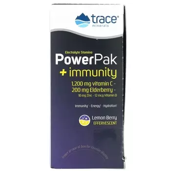 Добавка Trace Minerals PowerPak + Immunity, лимон и ягоды, 30 пакетиков по 5,3 г