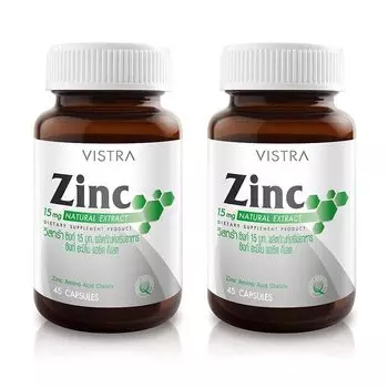 Пищевая добавка Vistra Zinc 15 мг, 2 банки по 45 таблеток