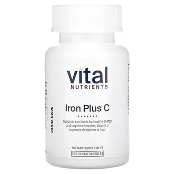 Добавка Vital Nutrients Iron Plus C, 100 веганских капсул