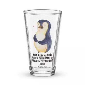 Питьевой стакан Mr. & Mrs. Panda Premium для пингвинов, прозрачный, подарок, бокал для коктейля, бокал для пива, для похудения, вес, Foodbaby, стакан для воды, стакан для пинты, живот, белый