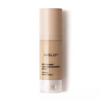 Питательная тональная основа с spf50 для лица 308 средне-оливковый, 30 мл Inglot Skin focused care face foundation, цвет 308 medium olive