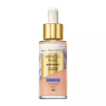 Питательная тональная основа с сывороткой Max Factor Miracle Pure 2 в 1 Skin Reset с веганской формулой, обогащенная ниацинамидом и бисабололом №. 10-30 Светлый, 30 мл
