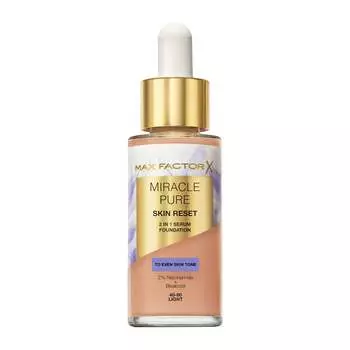 Питательная тональная основа с сывороткой Max Factor Miracle Pure 2 в 1 Skin Reset с веганской формулой, обогащенная ниацинамидом и бисабололом №. 40-60 Светлый, 30 мл