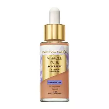 Питательная тональная основа с сывороткой Max Factor Miracle Pure 2 в 1 Skin Reset с веганской формулой, обогащенная ниацинамидом и бисабололом №. 60-80 от легкого до среднего, 30 мл