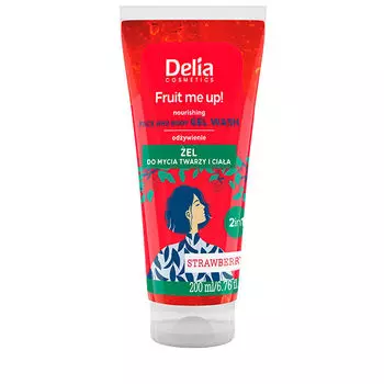 Питательный гель для мытья лица и тела клубника, 200 мл Delia Fruit me up!