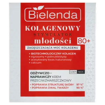 Питательный и восстанавливающий крем для лица 80+ для дня и ночи, 50 мл Bielenda Kolagenowy stymulator modoci
