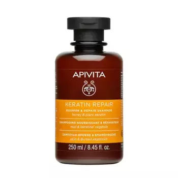 Питательный и восстанавливающий шампунь Keratin Repair Apivita, 250 ml
