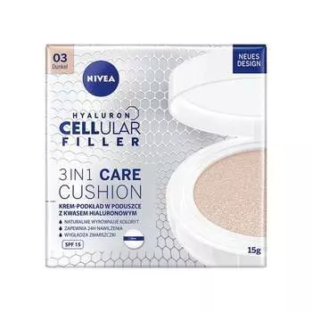 Питательный крем-основа в подушечке SPF15 03 Темный 15г Nivea, Hyaluron Cellular Filler 3in1 Care Cushion