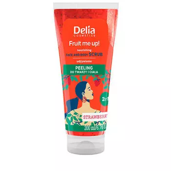 Питательный скраб для лица и тела клубника, 200 мл Delia Fruit me up!
