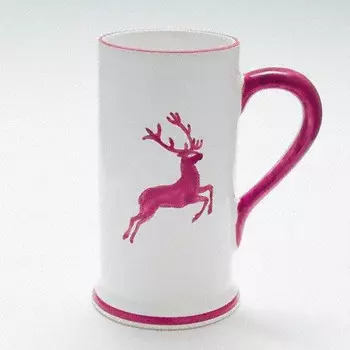 Пивная кружка Bordeaux Red Deer Форма-А 0,5 л/высота: 17 см Gmundner Keramik, бело-красный