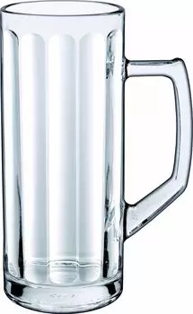 Пивная кружка Borgonovo Reno Ottica, пивная кружка, пивной бокал, 335мл, с линией розлива на 0,25л, стекло, прозрачное, 6 шт, прозрачный
