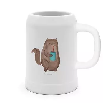 Пивная кружка Mr. & Mrs. Panda Cat Can - White - Подарок, жаждущий, любитель кошек, мяу, корм для кошек, кошки, кот, 5 л, товары для кошек, котенок, держатель для кошек, мотив кошки, 0, белый