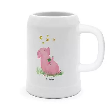 Пивная кружка Mr. & Mrs. Panda Pig Lucky — белая — подарок, животные, Lucky Pig. Счастье, 0, мечты, поросенок, хорошее настроение, 500мл, 5 л, животные мотивы, пивные кружки, цели, белый