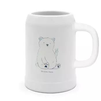 Пивная кружка Mr. & Mrs. Panda Polar Bear Lazy - Белый - Подарок, Мишка Тедди, Работа, Пивная кружка Керамика, Офисная работа, Steinstein, 500 мл, Тедди, 5 л, Северный полюс, Домашний офис