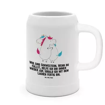 Пивная кружка Mr. & Mrs. Panda Unicorn Hugs - Белый - Подарок, Steinsteine, 5 л, Siblings, 0, Украшение единорога, BFF, Пивные кружки, Единорог, Пегас, Пивная кружка Керамическая посуда, Единорог
