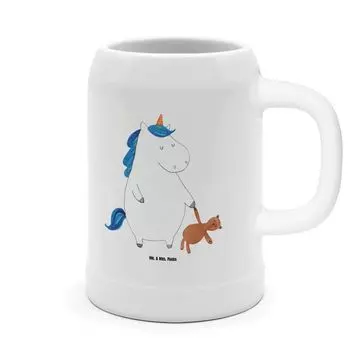 Пивная кружка Mr. & Mrs. Panda Unicorn Teddy - Белый - Подарок, Пегас, Единорог, Пивная кружка из керамогранита, Dreaming, Steinsteine, Пивные кружки, Single, Single Life, Единороги, 0, 500 мл