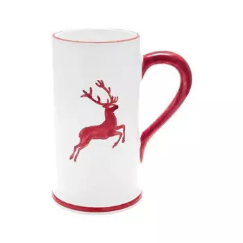 Пивная кружка Ruby Red Deer Form-A маленькая 0,3 л/высота: 14 см Gmundner Keramik, бело-красный
