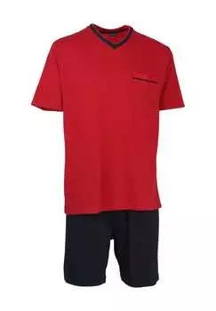 Пижама "Алан" с минималистичным принтом и V-образным вырезом GoTzburg, цвет 2083 chili pepper