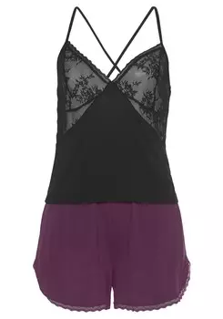 Пижама Bruno Banani, ягодный/черный