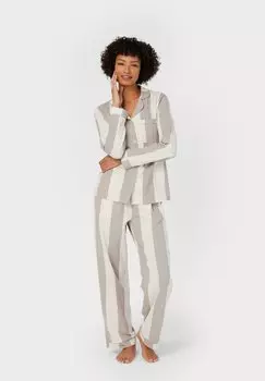 Пижама BUTTON UP STRIPE SET Chelsea Peers, коричневый