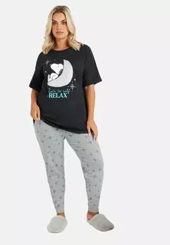 Пижама CUFFED SET Yours Clothing, темно-синий