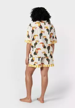 Пижама CURVE TOUCAN PRINT BUTTON UP Chelsea Peers, кремовый